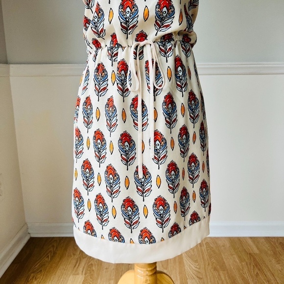 Joy Joy Boho Feather Drawstring Summer Crepe Mini Dress - XS - Picture 3 of 7